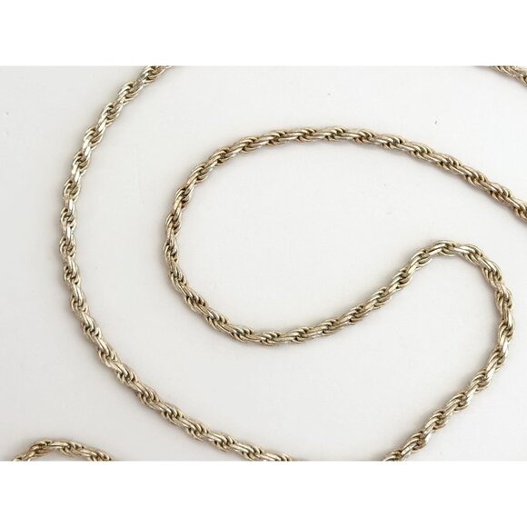 Italian Vermeil Gold T Wheat Chain Sterling Silver 925 Vintage Necklace - 24" - Picture 4 of 9